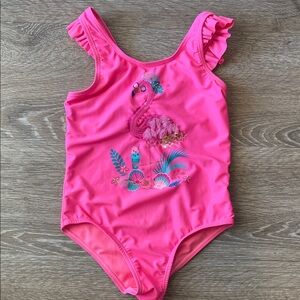 Girl's Pink Flamingo Swimsuit